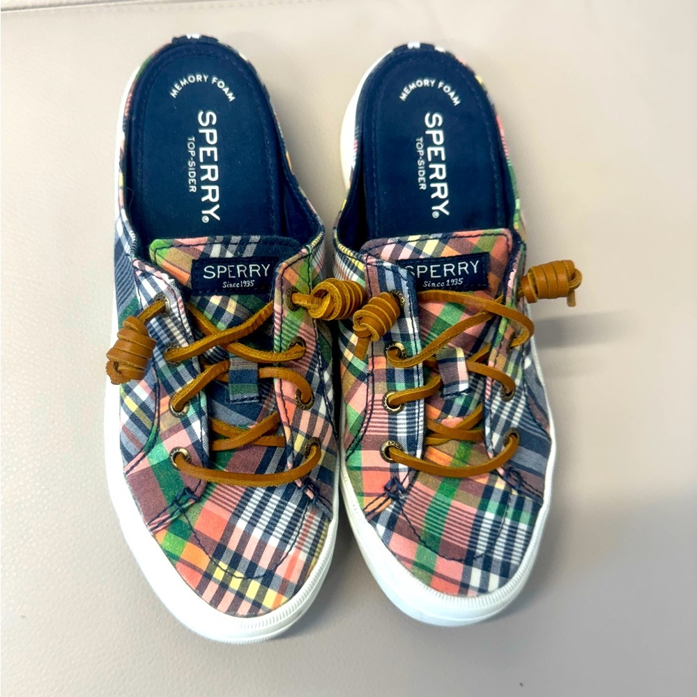Women’s Sperry Top-Sider Mule Kick Back Plaid Canvas, Size 5.5
